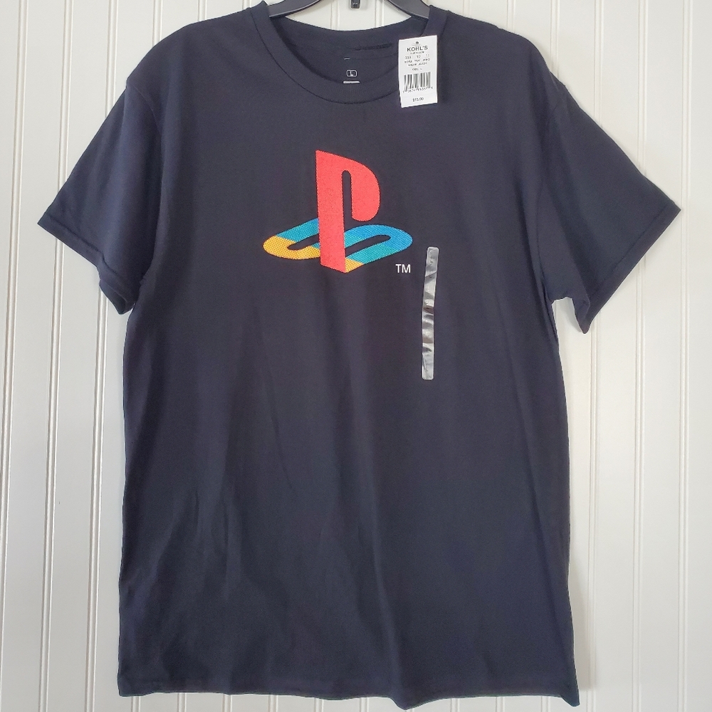 Sony Black T-Shirt with Multicolor PlayStation Logo Sz L NWT